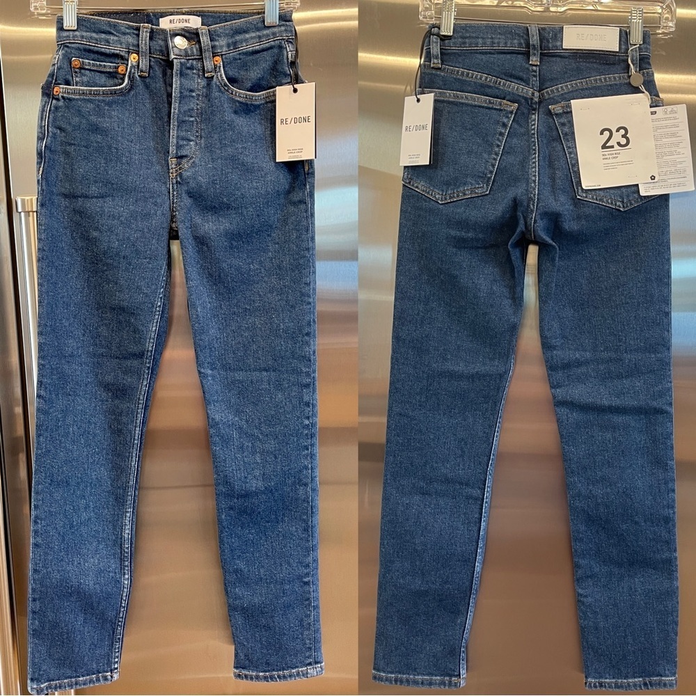 NWT Redone 90s High Rise Ankle Crop in Western ( dark wash ) Rinse Re/Done Denim